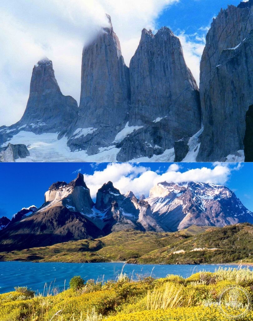 Torres del Paine granite towers reflection Patagonia Chile World Heritage