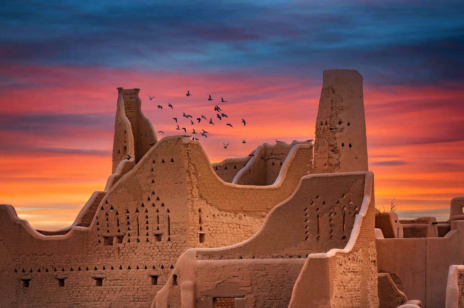 The ruined mud-brick palace complex of At-Turaif, the original capital of the First Saudi State, Diriyah, Saudi Arabia
