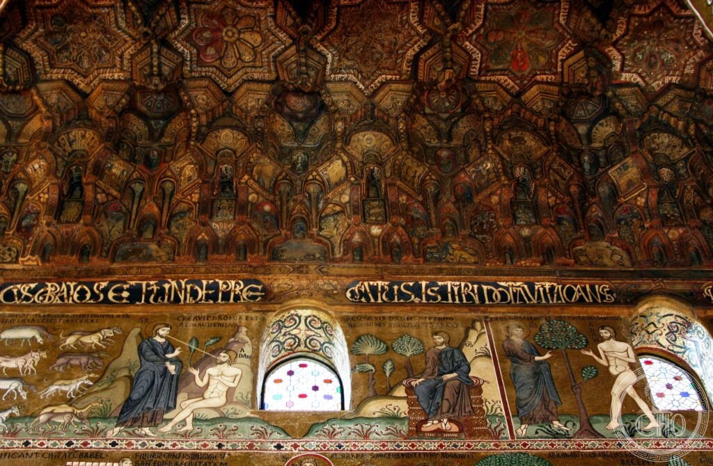 Cappella Palatina Palermo mosaici dorati soffitto muqarnas arabo-normanno Ruggero II 1130 Sicilia UNESCO 2015