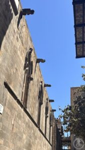 Barcelona Cathedral — The stone flank of the cathedral with its gargoyles.