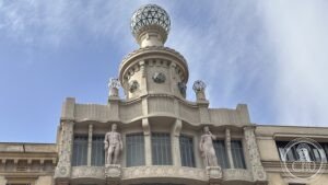 Plaça de Catalunya — A Modernista rooftop at the head of the square.