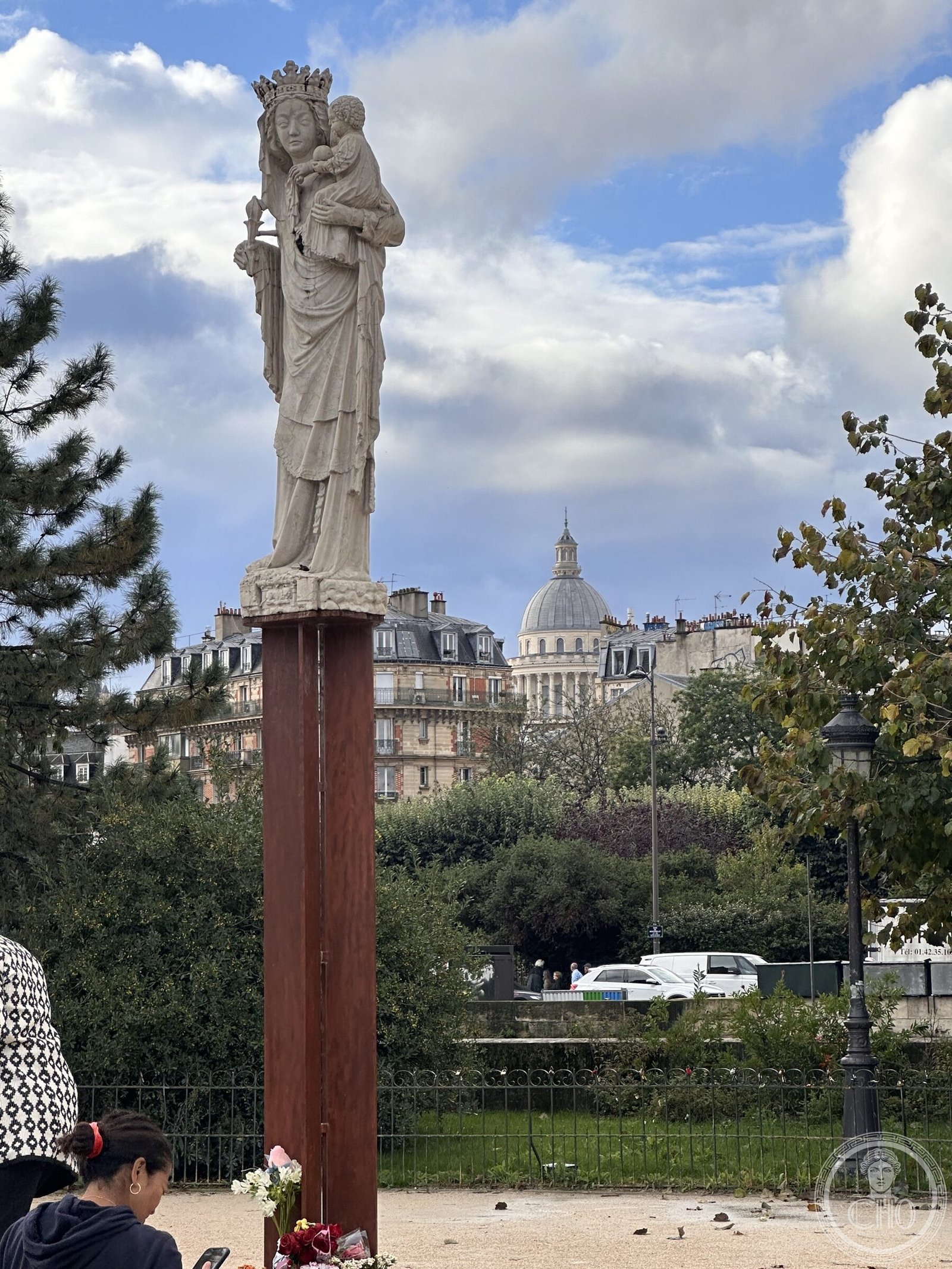 Notre-Dame de Paris in reconstruction — scaffolding and west facade 2023
