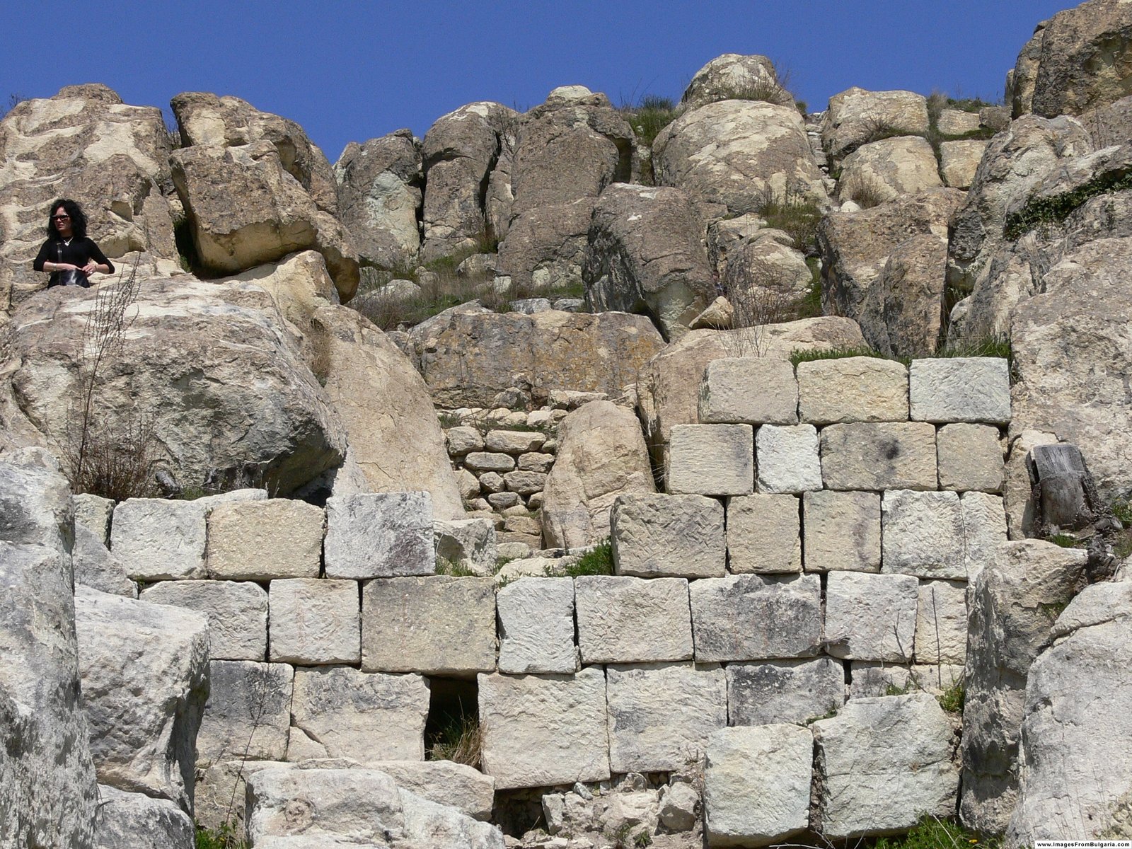 Rock-cut ruins of Perperikon megalithic sanctuary on a Rhodope Mountain peak, Bulgaria