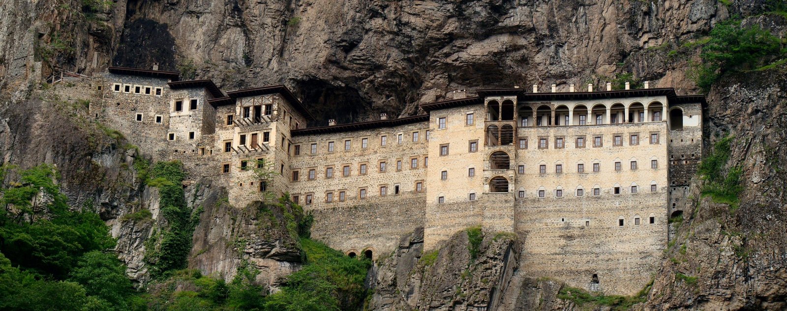 Sumela Monastery clinging to the near-vertical cliff face above the Altindere Valley, Trabzon Province, Turkey