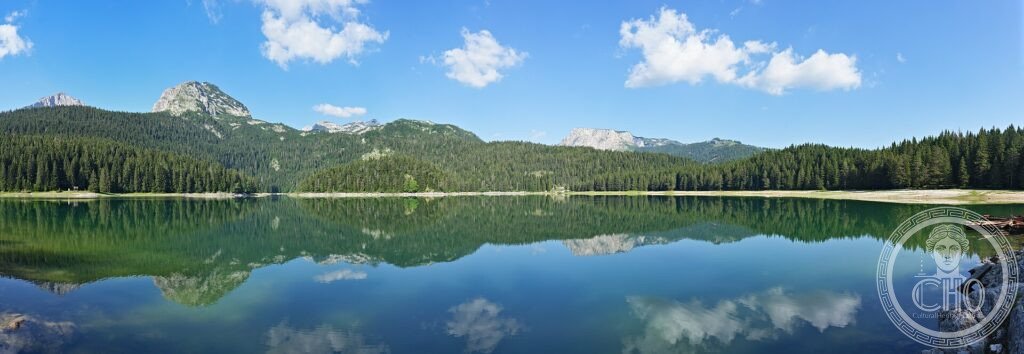 Mountains reflected in the still water of the Black Lake (Crno jezero) in Durmitor National Park