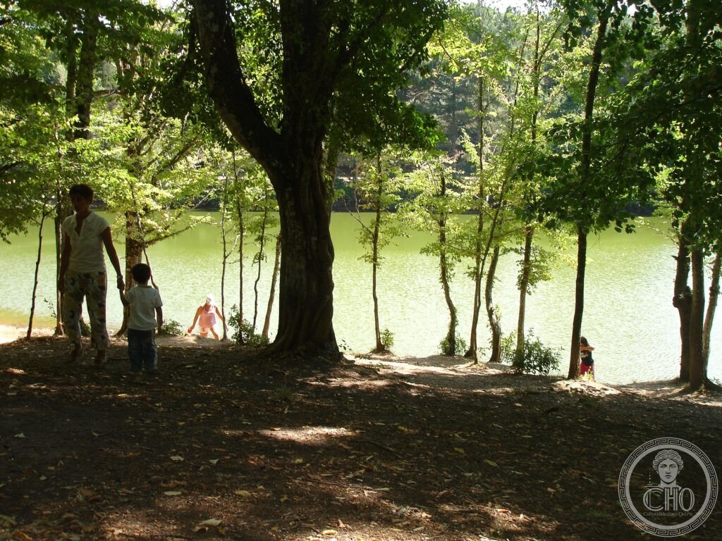 Laghetto nella Foresta Umbra del Gargano, circondato da faggi secolari, una delle faggete vetuste italiane UNESCO