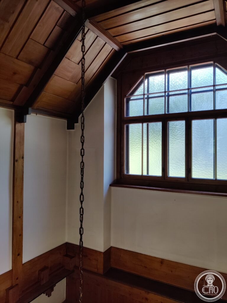Interior View of the upper part of the entry area to Villa Fallet, standing on the first floor