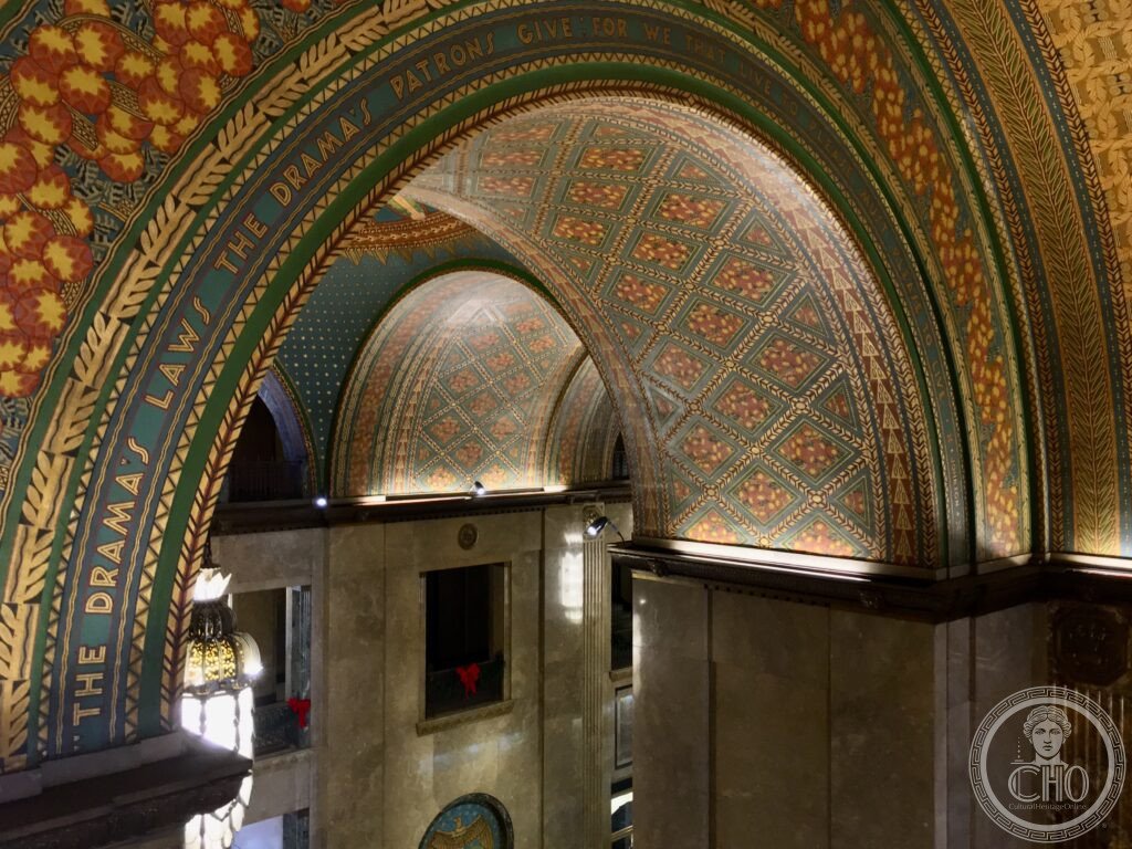As seen in December 2020. A view of the interior arcade of the Fisher Building in Detroit, Michigan,