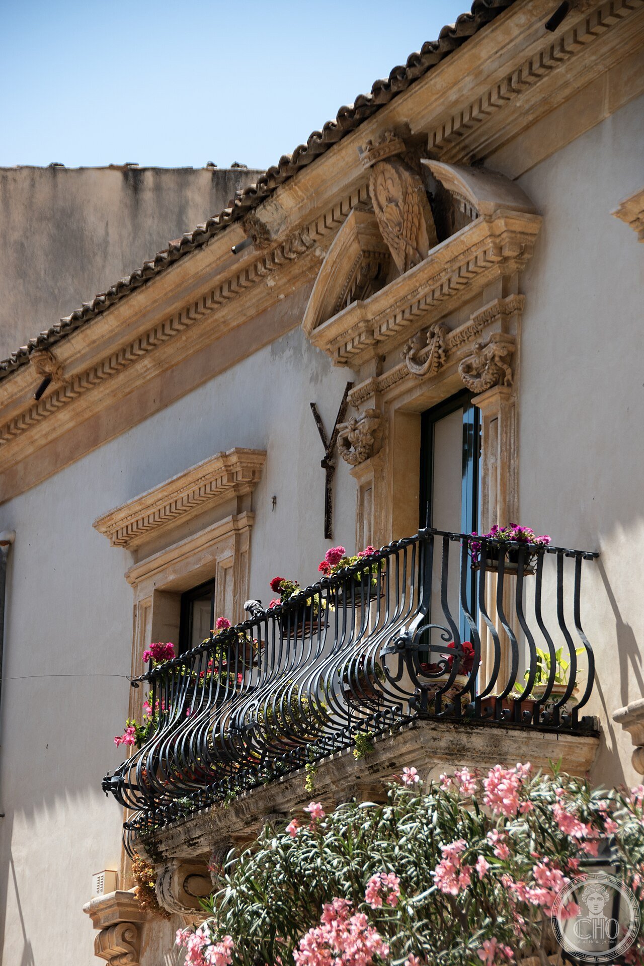 Baroque Balcony and Flowers, Scicli, Sicily