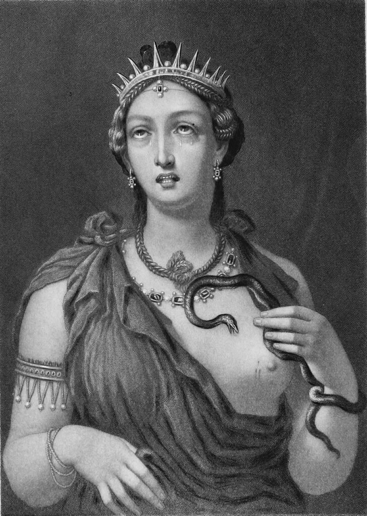 Cleopatra VII, steel engraving of the encaustic painting found at Hadrian’s Villa in 1818