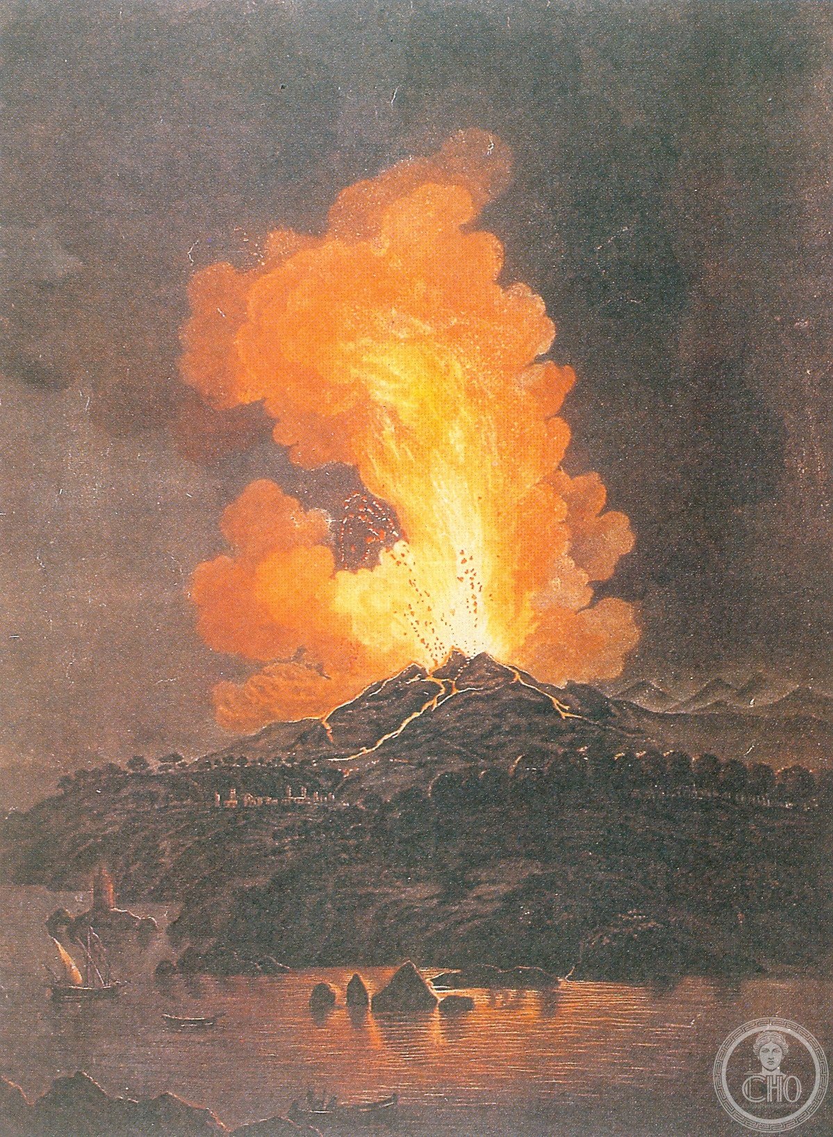 Eruzione dell'Etna del 1766, incisione colorata di Alessandro D'Anna