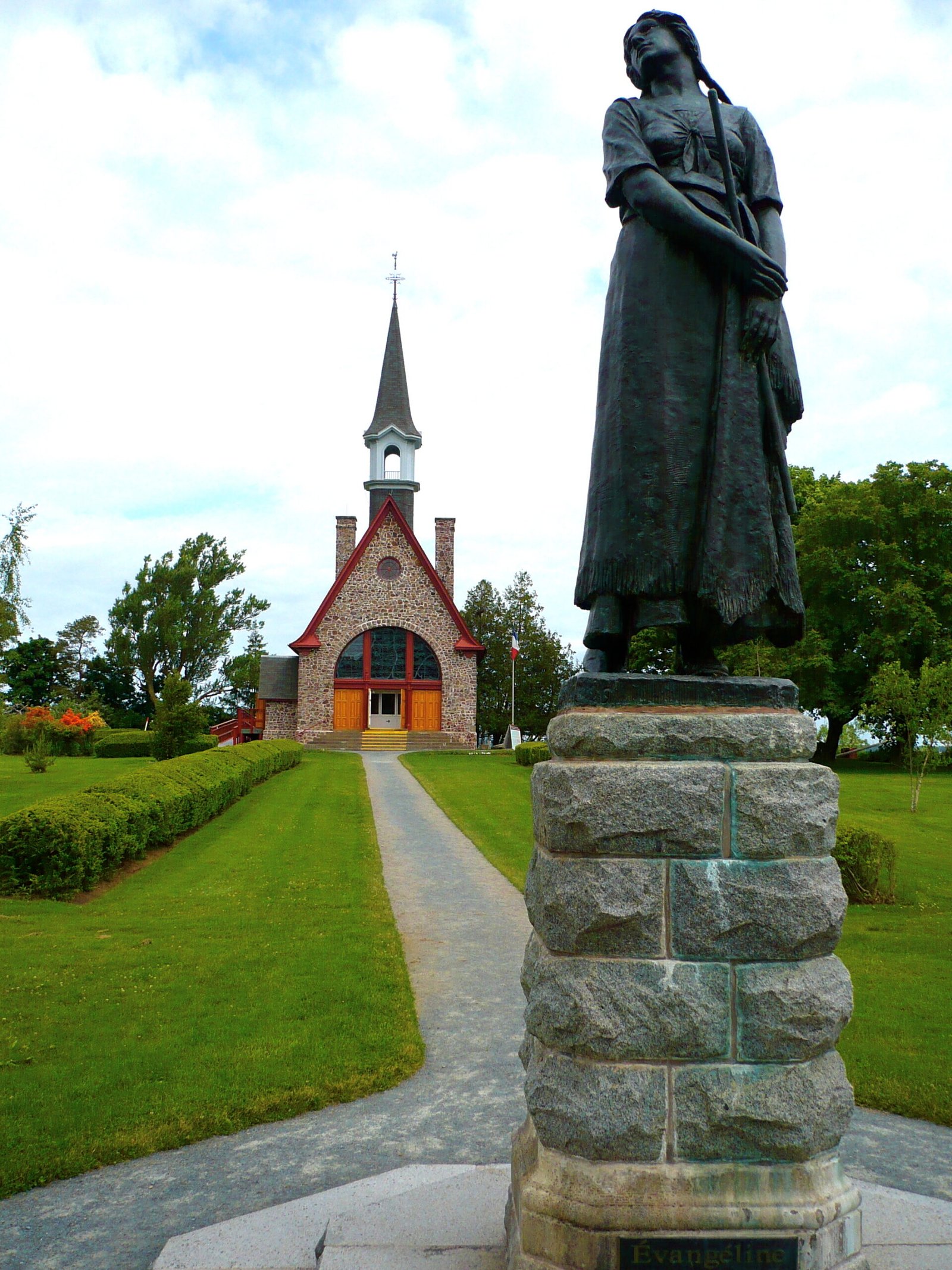 Landscape of Grand Pré — dyke-land fields and the Acadian Memorial Church, Nova Scotia, Canada