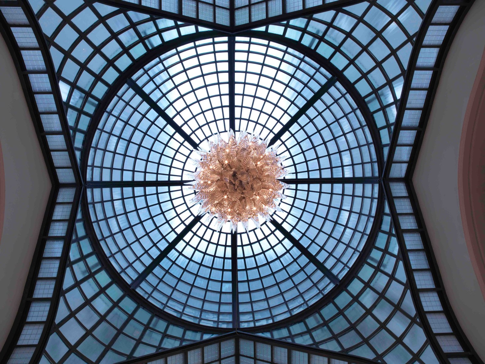 The glass dome over the lobby of the Gresham Palace, Budapest