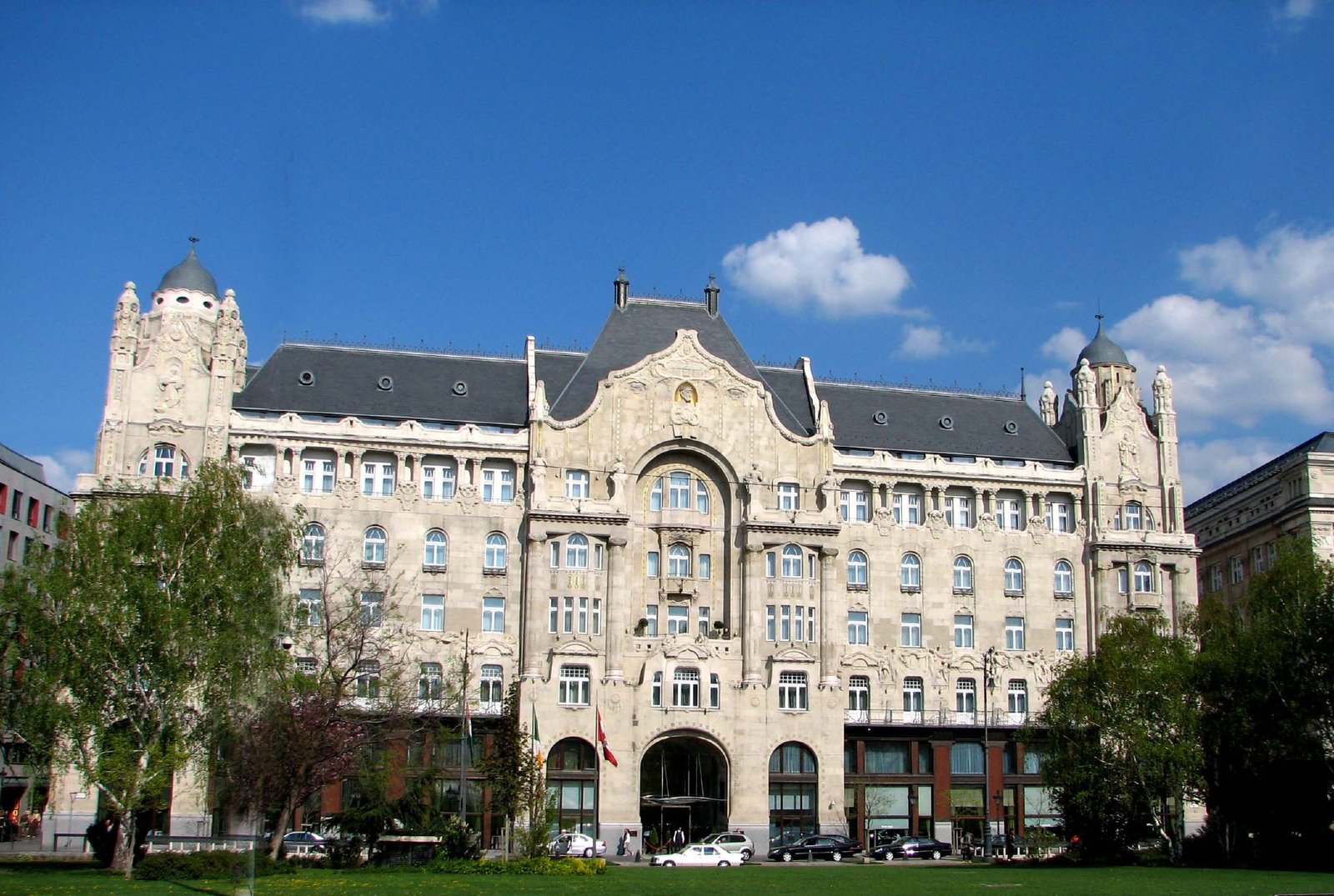 Art Nouveau façade of the Gresham Palace on the Danube, Budapest, now a Four Seasons hotel