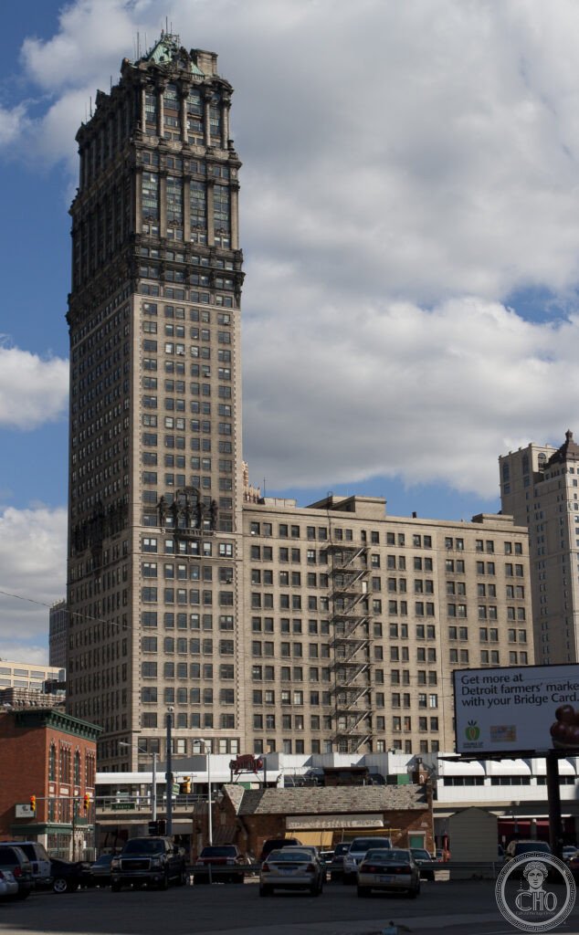 Book Tower Detroit, ornate neo-Gothic and Déco hybrid skyscraper on Griswold Street