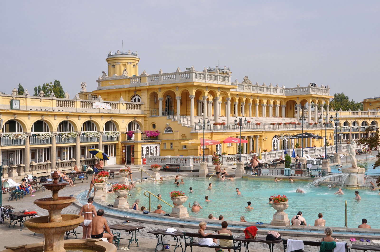 Széchenyi Thermal Bath Budapest exterior Neo-Baroque dome and outdoor pool