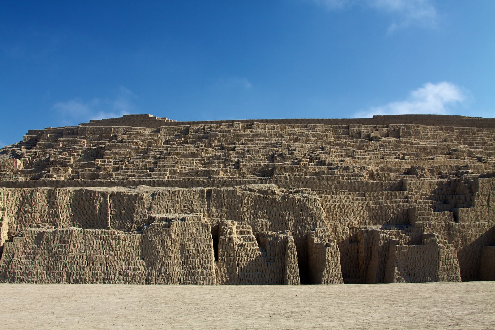 Huaca Pucllana adobe pyramid in Miraflores, Lima, Peru