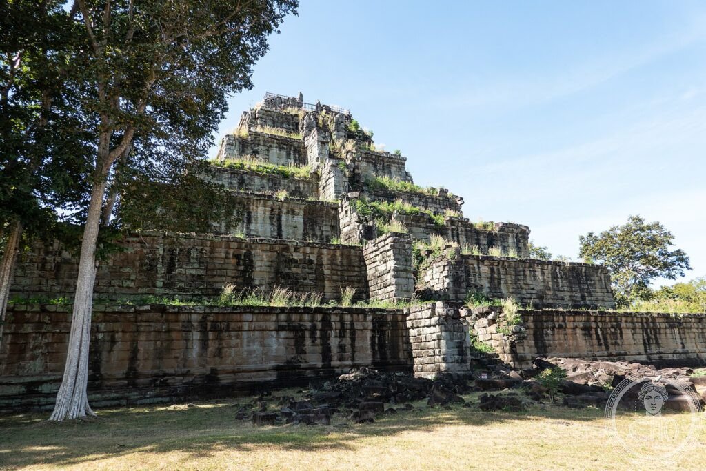 The seven-tier stone pyramid of Prasat Thom rising from the jungle at Koh Ker