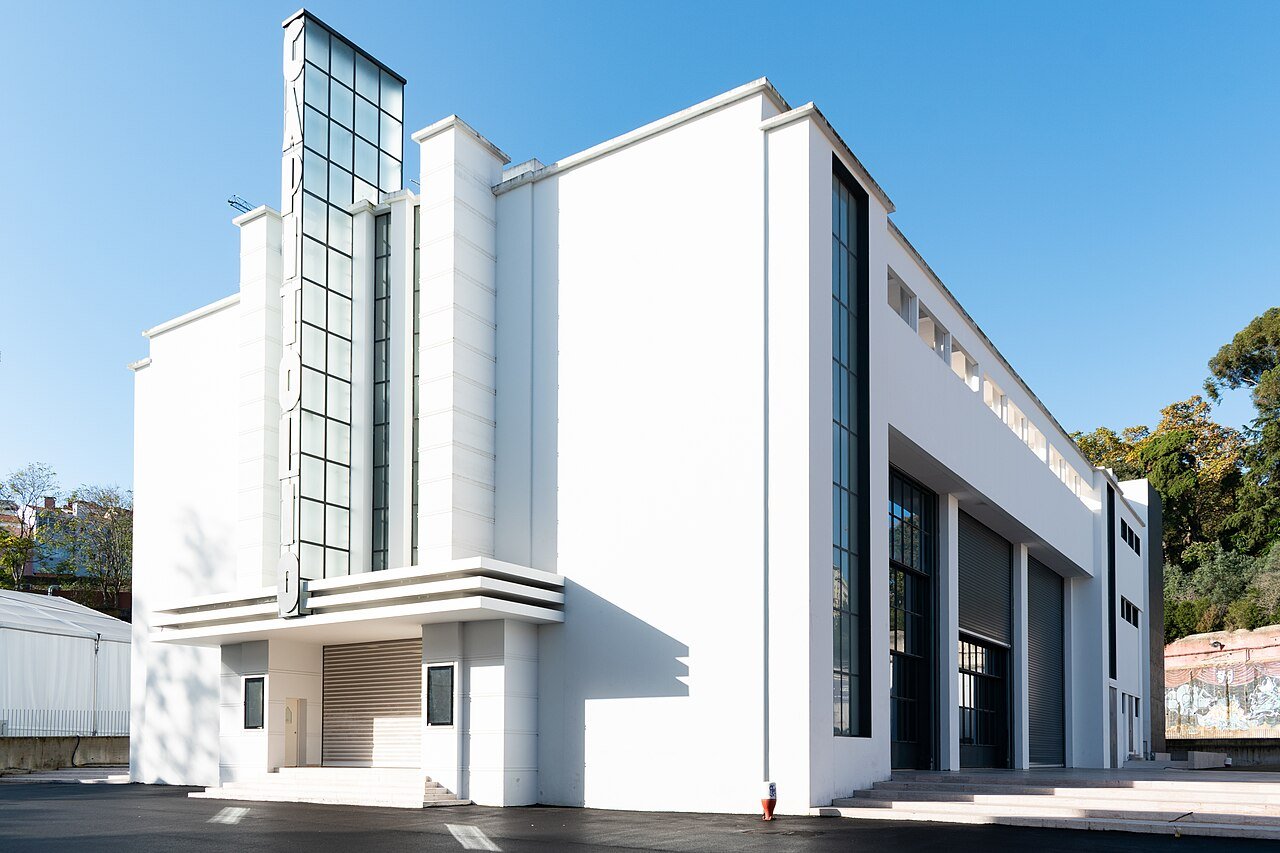 Art Deco facade of Teatro Capitolio on a sunny day in Lisbon, Portugal