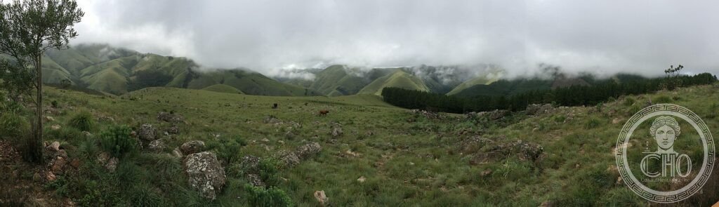 Green misty mountains and grassland of the Barberton Makhonjwa range in Mpumalanga, South Africa