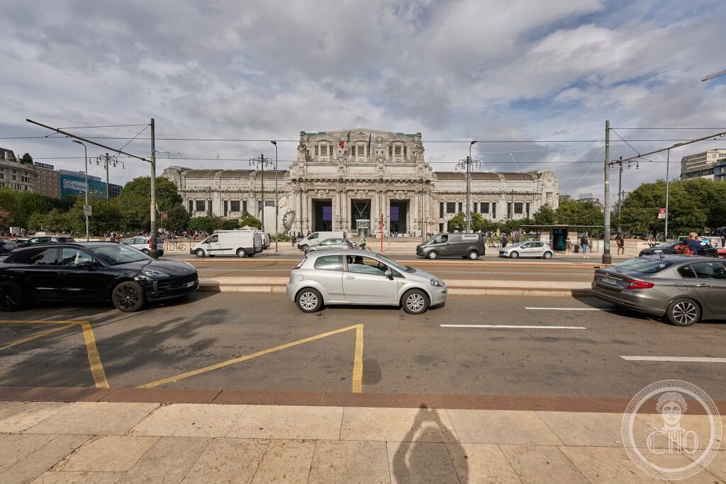 The monumental Art Déco façade of Milano Centrale station