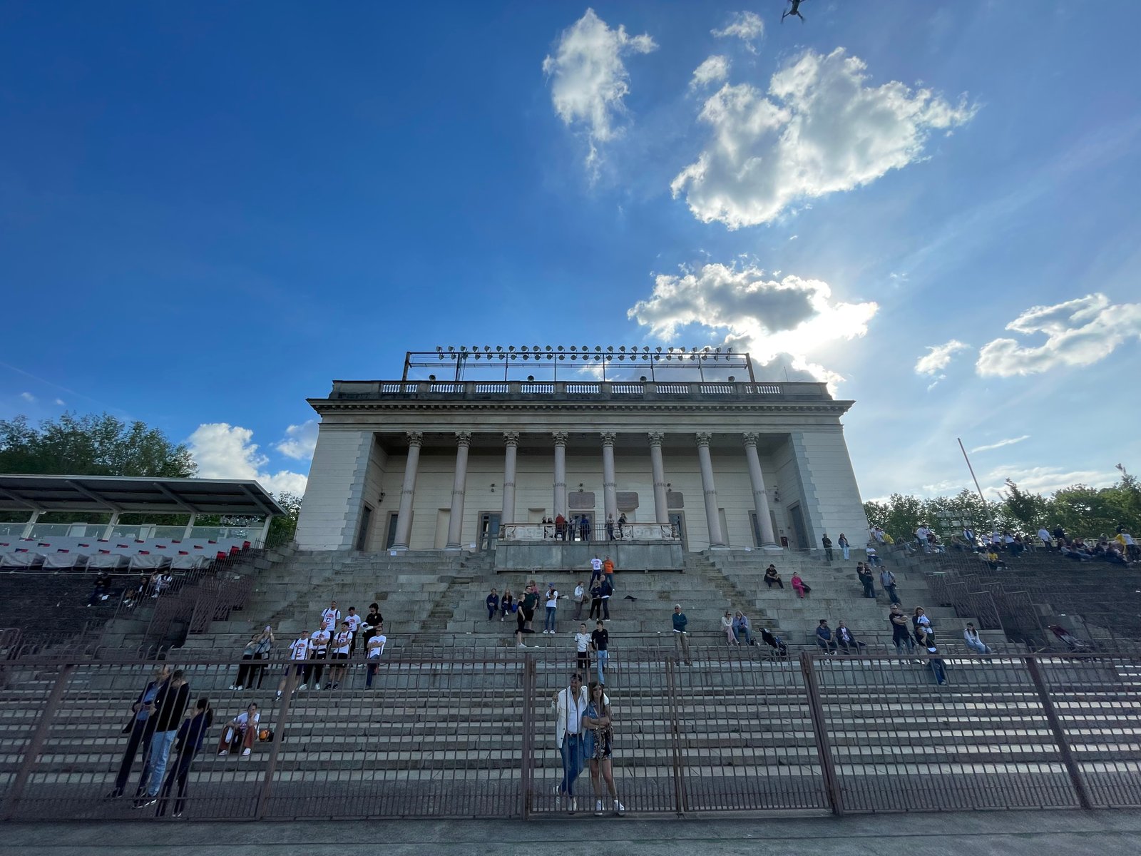 Palazzina Appiani — neoclassical pink-granite loggia of eight Corinthian columns on the Arena Civica, Milan