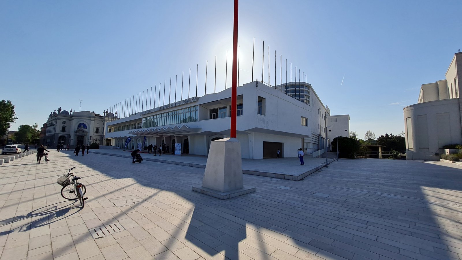 Palazzo del Cinema on Lungomare Marconi, Lido di Venezia, with its long horizontal facade and central entrance volume