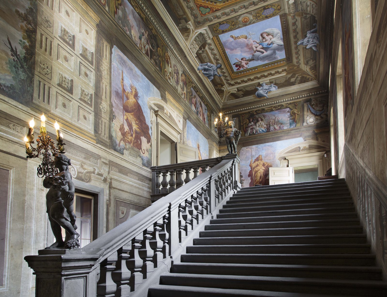 Palazzo Moroni Bergamo — the frescoed Baroque staircase of honour by Gian Giacomo Barbelli