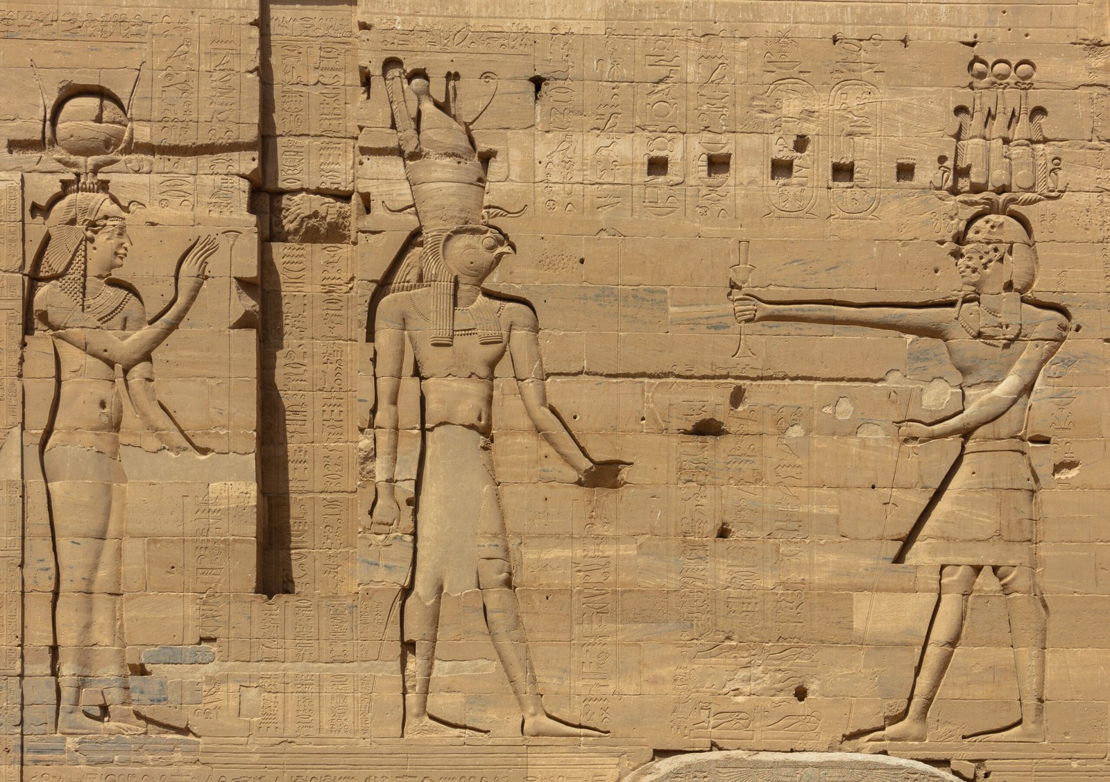 Temple of Isis at Philae rising from Agilkia Island at dusk, Aswan, Egypt