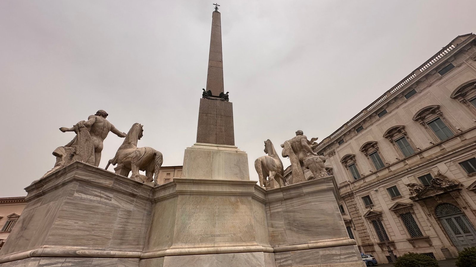 The obelisk and the Dioscuri in Piazza del Quirinale.