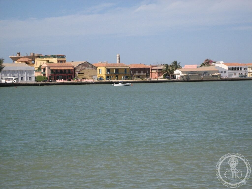 The colonial waterfront of the island town of Saint-Louis at the mouth of the Senegal river