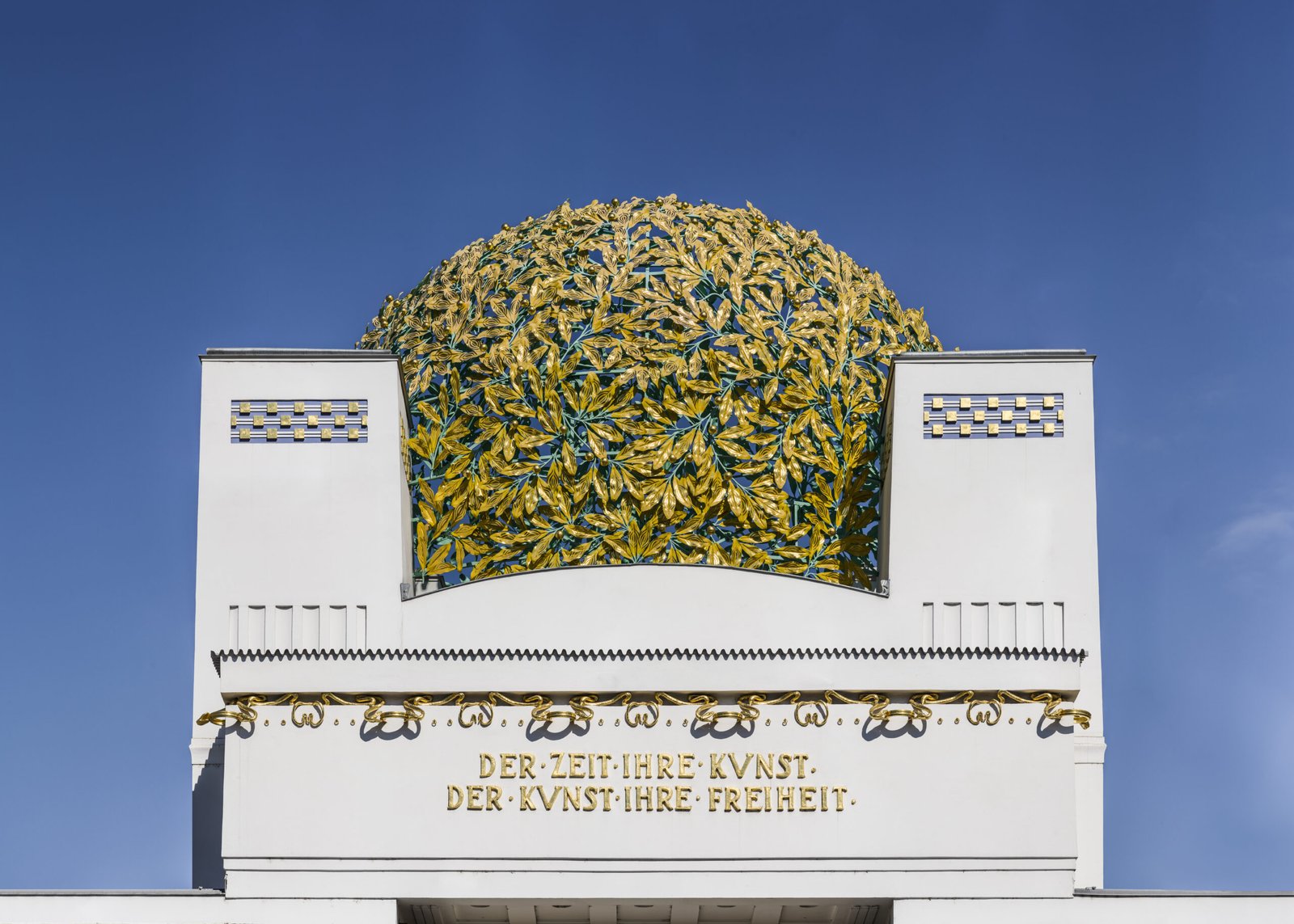 Close view of the golden laurel-leaf dome of the Vienna Secession