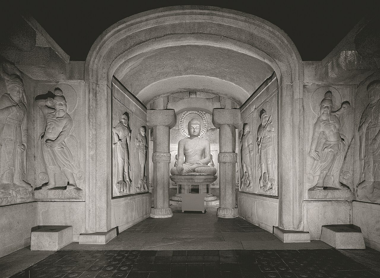 Front view of Seokguram Grotto from the entrance chamber, Gyeongju, South Korea