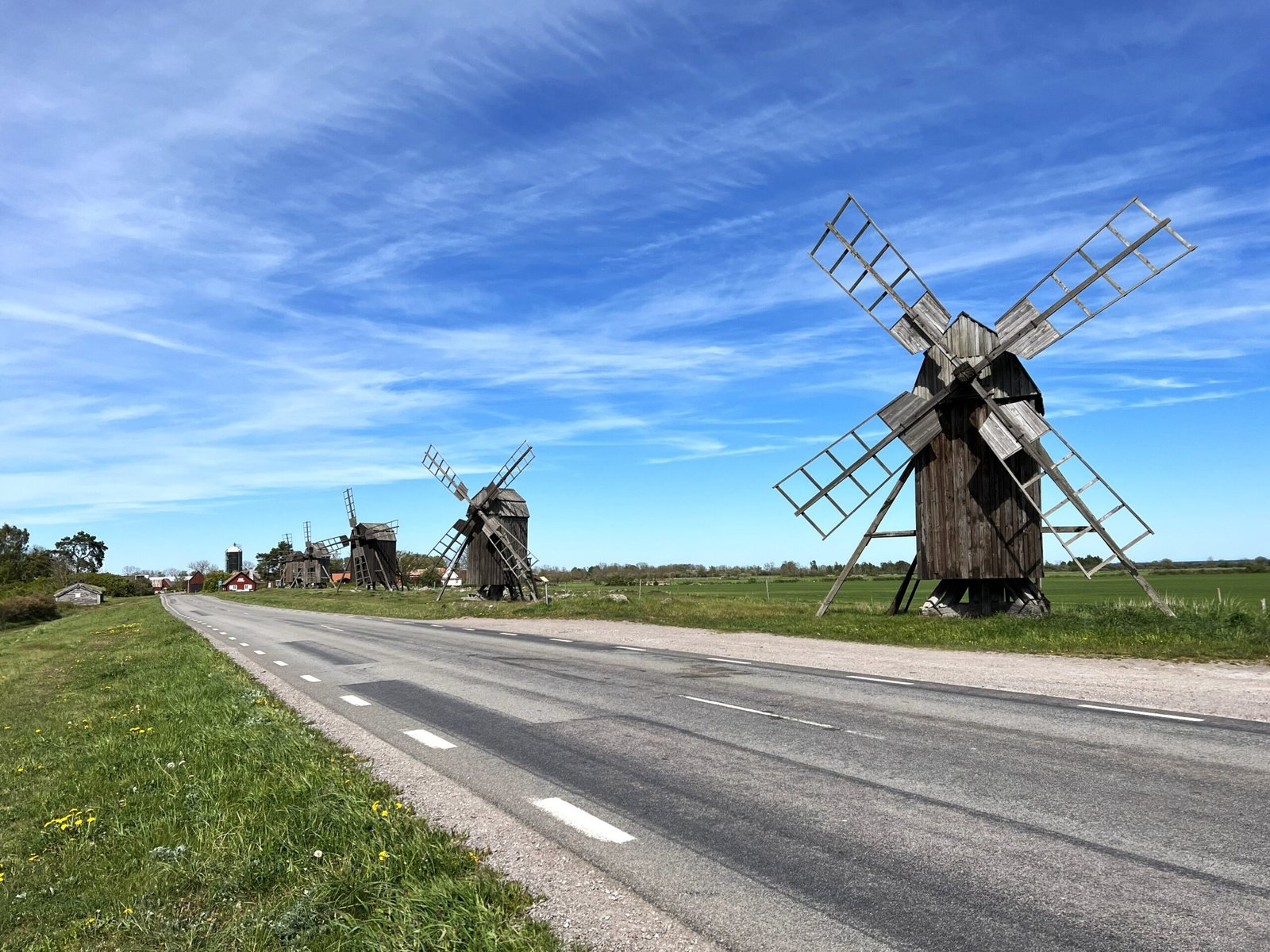 Traditional windmills at Lerkaka on the island of Öland, southern Sweden