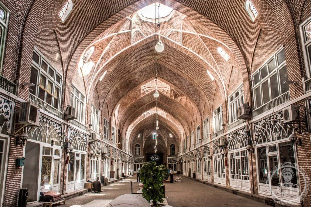 The brick-vaulted arcades of the historic covered bazaar of Tabriz, Iran
