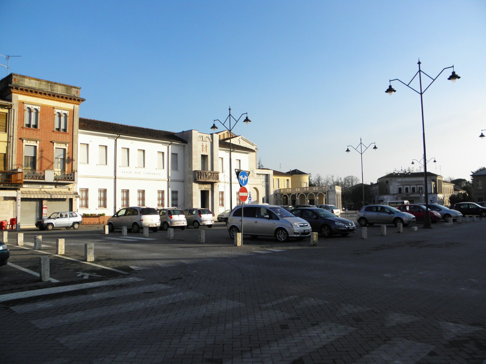 Piazza Italia in Tresigallo, the civic centre of Edmondo Rossoni's Rationalist foundation town near Ferrara