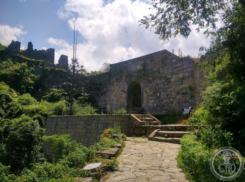 The stone walls and gate of the Hailongtun Tusi mountain fortress in south-west China