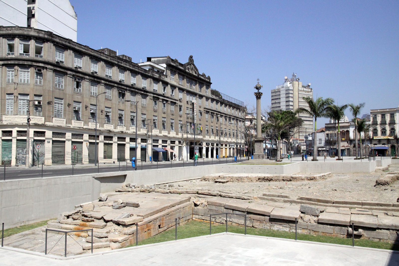 The excavated stones of the Valongo Wharf archaeological site in Rio de Janeiro, Brazil
