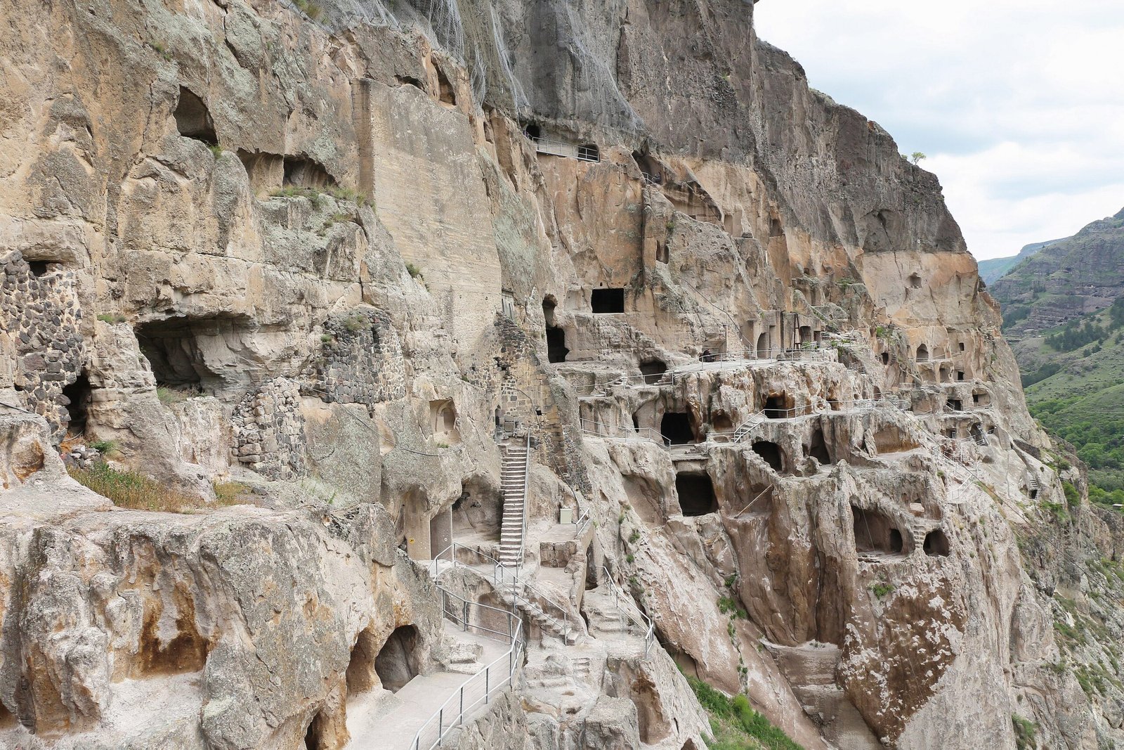 Vardzia cave monastery carved into cliff face, southern Georgia