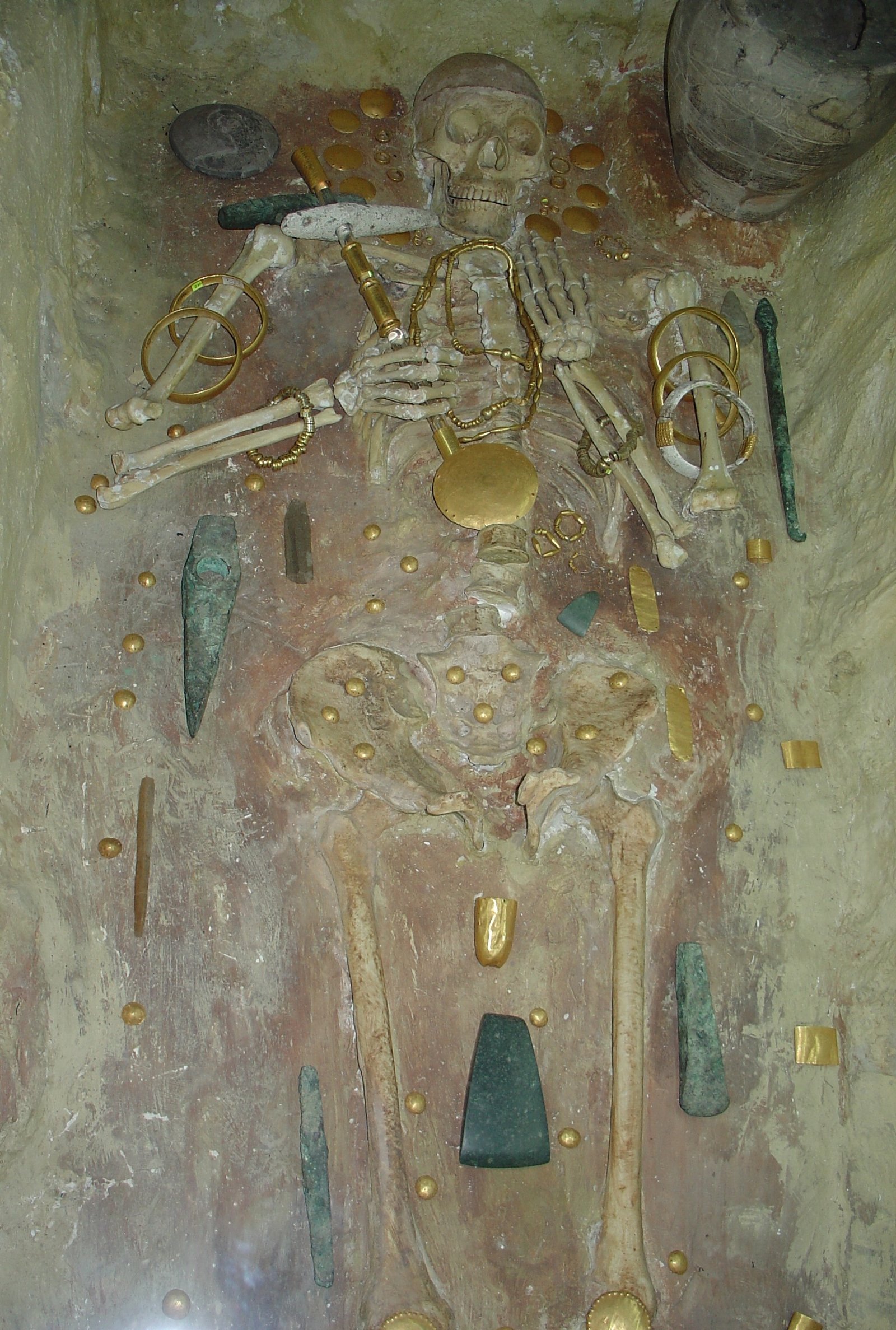 Golden ornaments from Varna Necropolis Grave 43 including sceptre and jewellery dating to 4600 BC