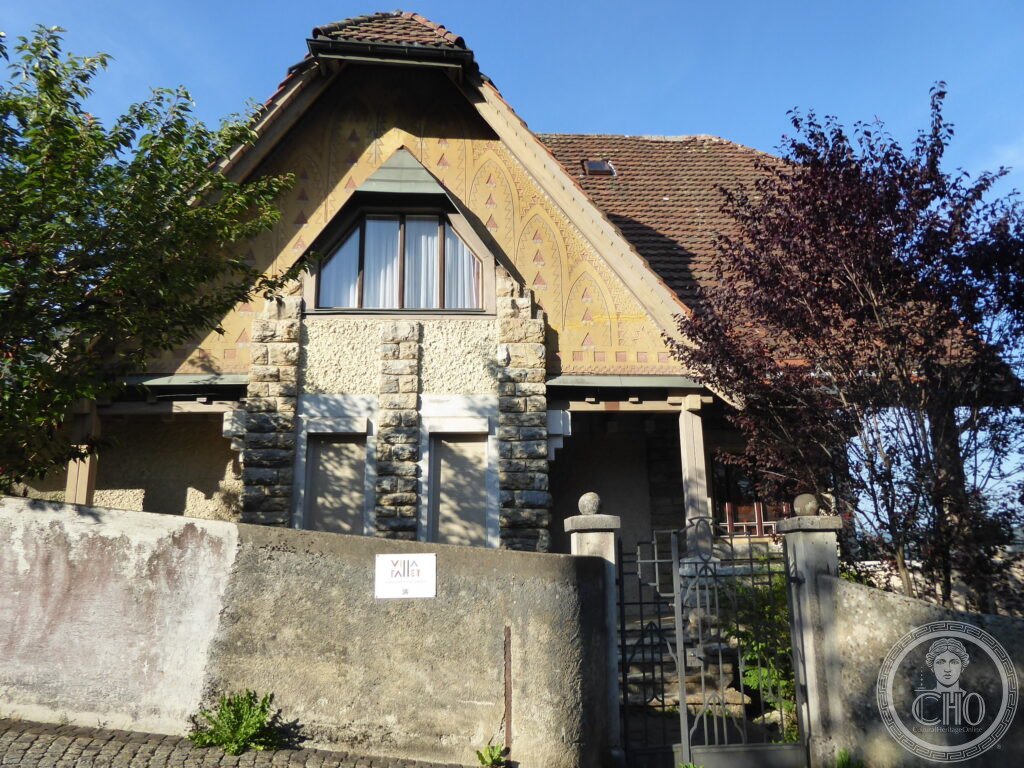 Steep-roofed Villa Fallet with Style Sapin pine motifs on the facade, La Chaux-de-Fonds