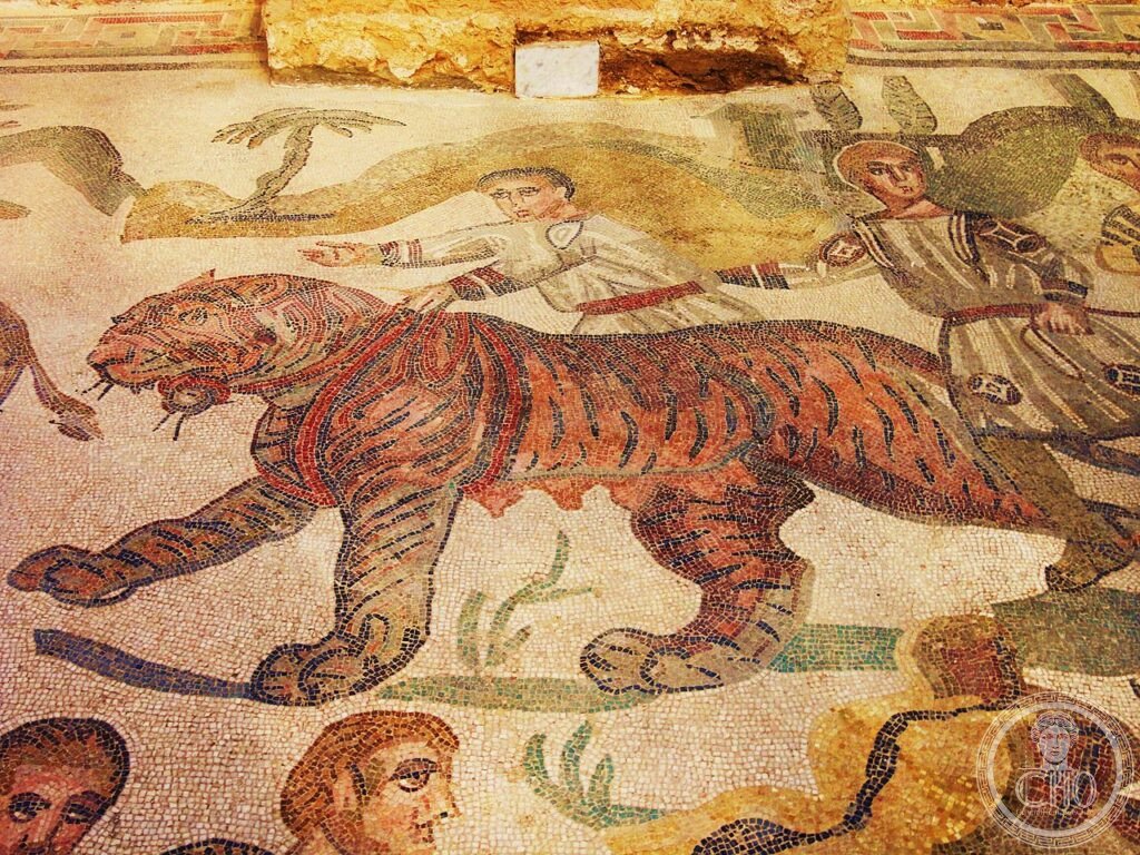 Villa Romana del Casale Piazza Armerina mosaico caccia tigre IV sec dC corridoio grande caccia Sicilia UNESCO 1997