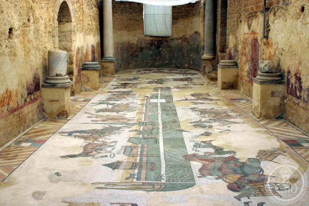 Villa Romana del Casale Piazza Armerina III-IV sec dC 3500 mq mosaici policromi pavimento bikini girls ragazze palestra romana Sicilia EN UNESCO 1997