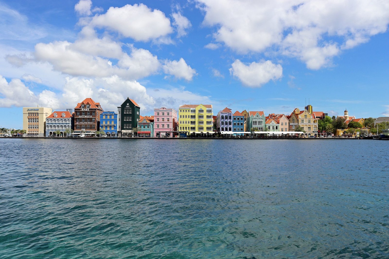 Colourful Dutch colonial facades along the Handelskade, Willemstad, Curacao