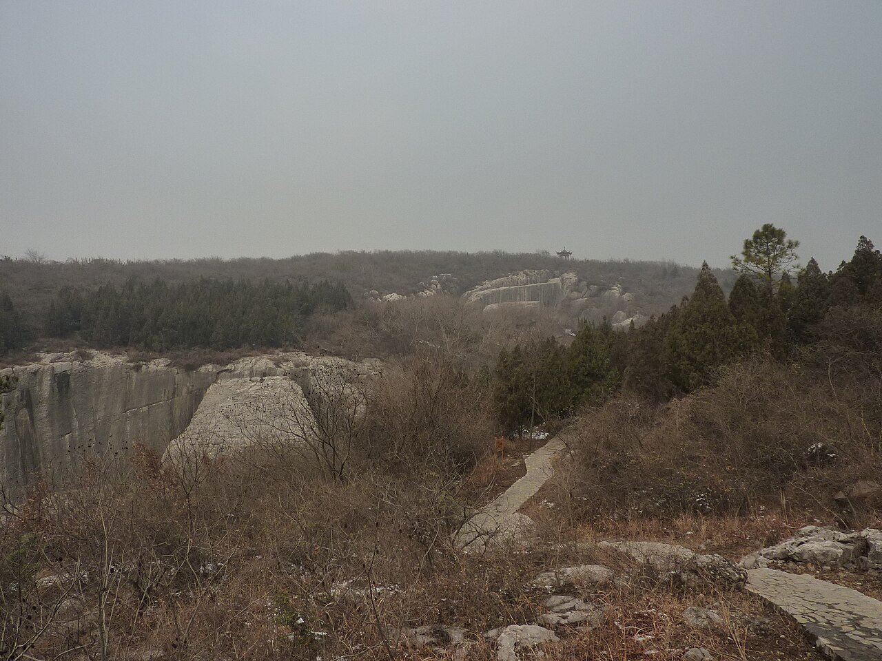 Yangshan Quarry stele body on mountain slope, Nanjing, China