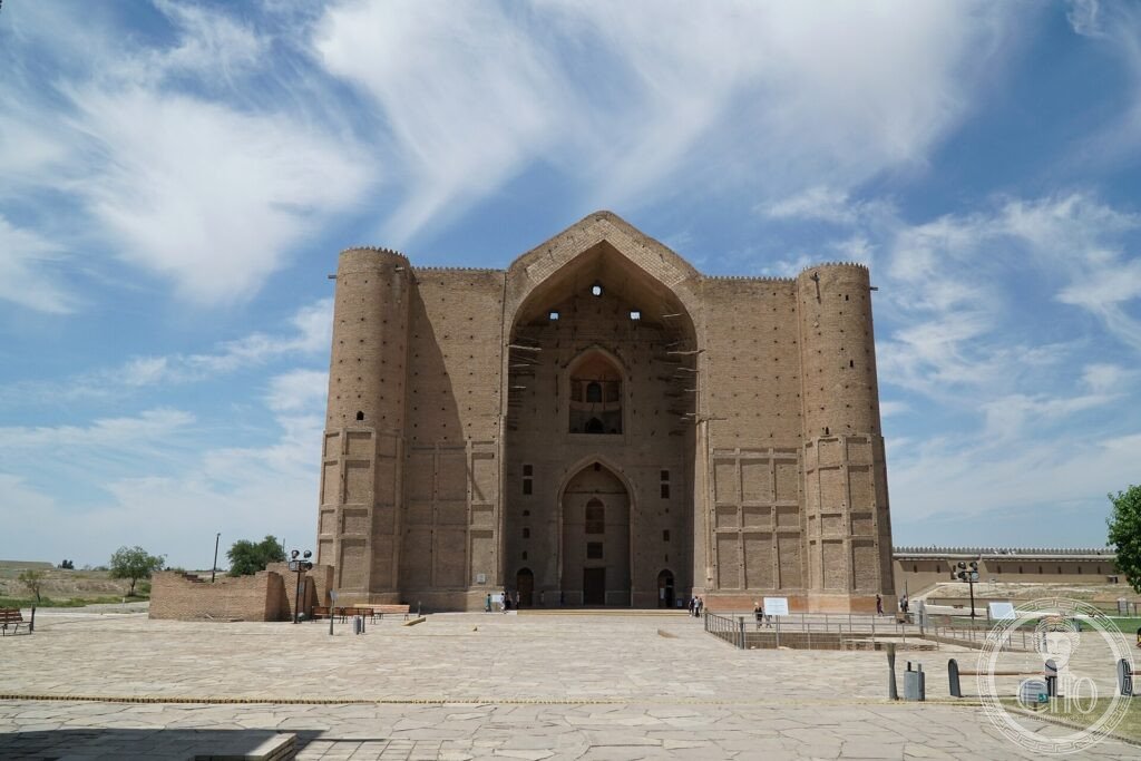 The huge unfinished brick portal of the Mausoleum of Khoja Ahmed Yasawi in Turkestan