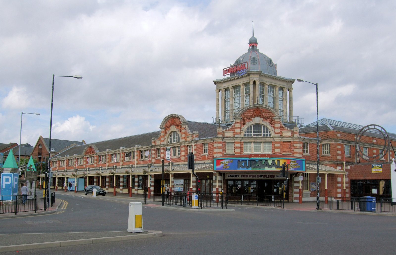 The Kursaal's domed corner pavilion on the Southend-on-Sea seafront