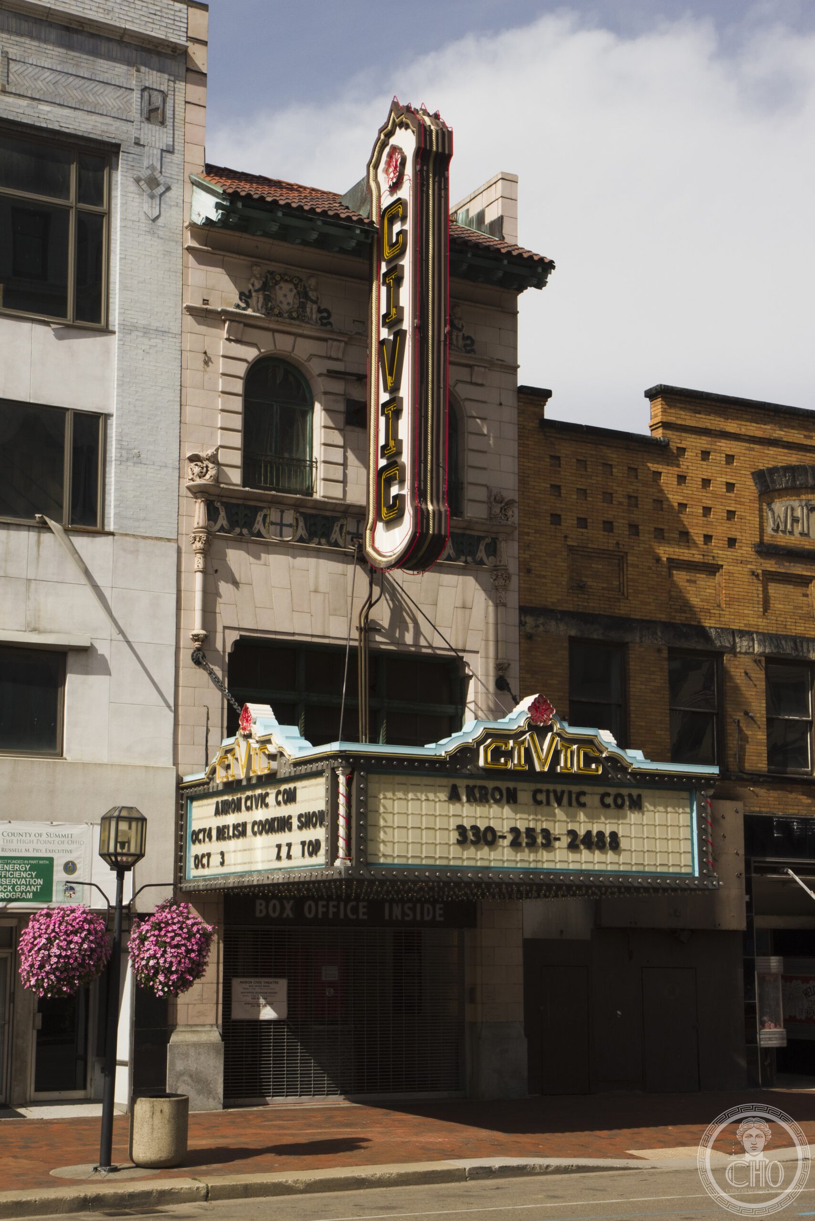 Akron Civic Theatre, S. Main Street, Akron, Ohio — 1929 atmospheric movie palace by John Eberson with Moorish Revival interior, formerly Loew's Theatre