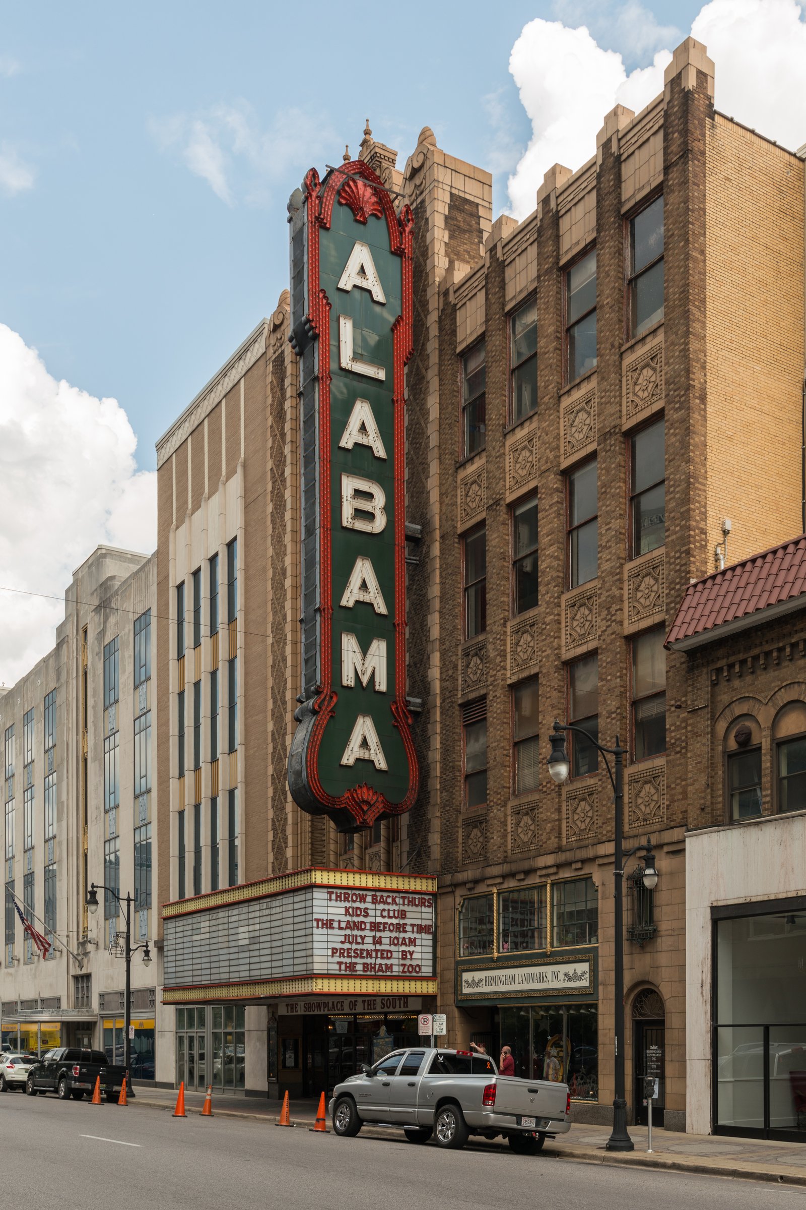 Alabama Theatre Birmingham facade Spanish Gothic Revival movie palace on Third Avenue