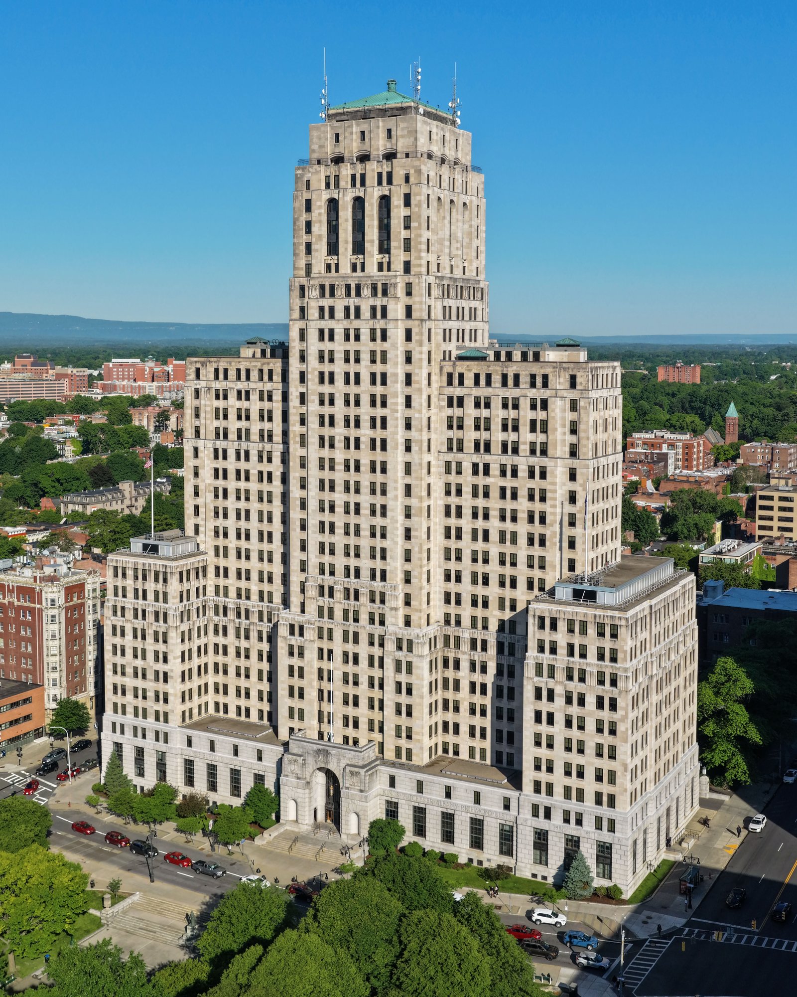 Alfred E. Smith Building Art Deco skyscraper beside the New York State Capitol, Albany